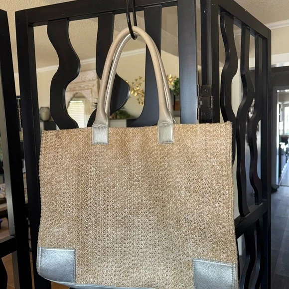Tory Burch Metallic Ella Tote Bag - Picture 3 of 10